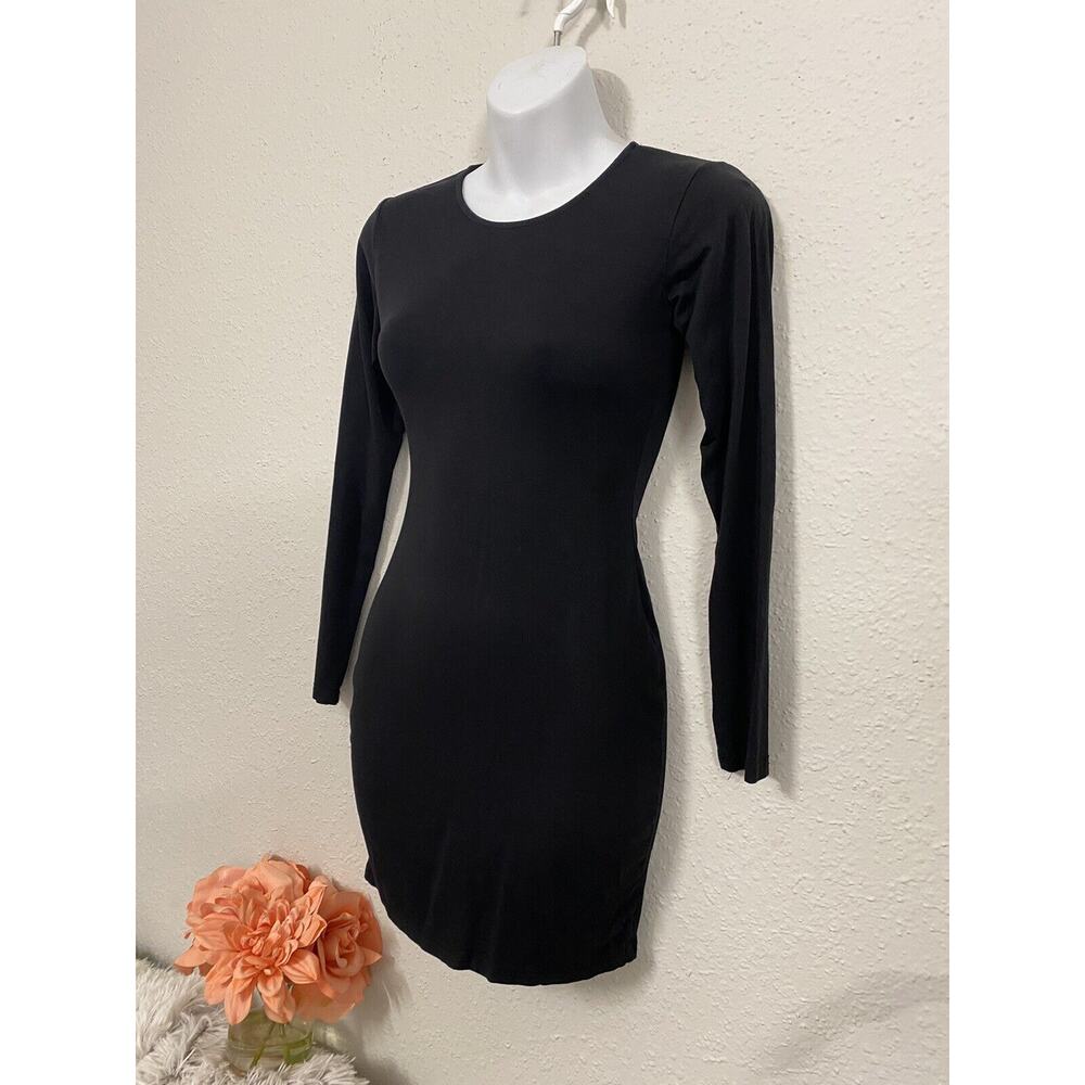 Face Face Fashion Women’s Bodycon Black Midi Long Sleeve Dress XS Lightweight